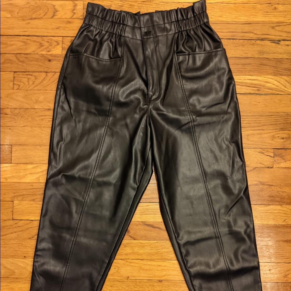 Madewell Vegan Leather Pull-On Paperbag Pants